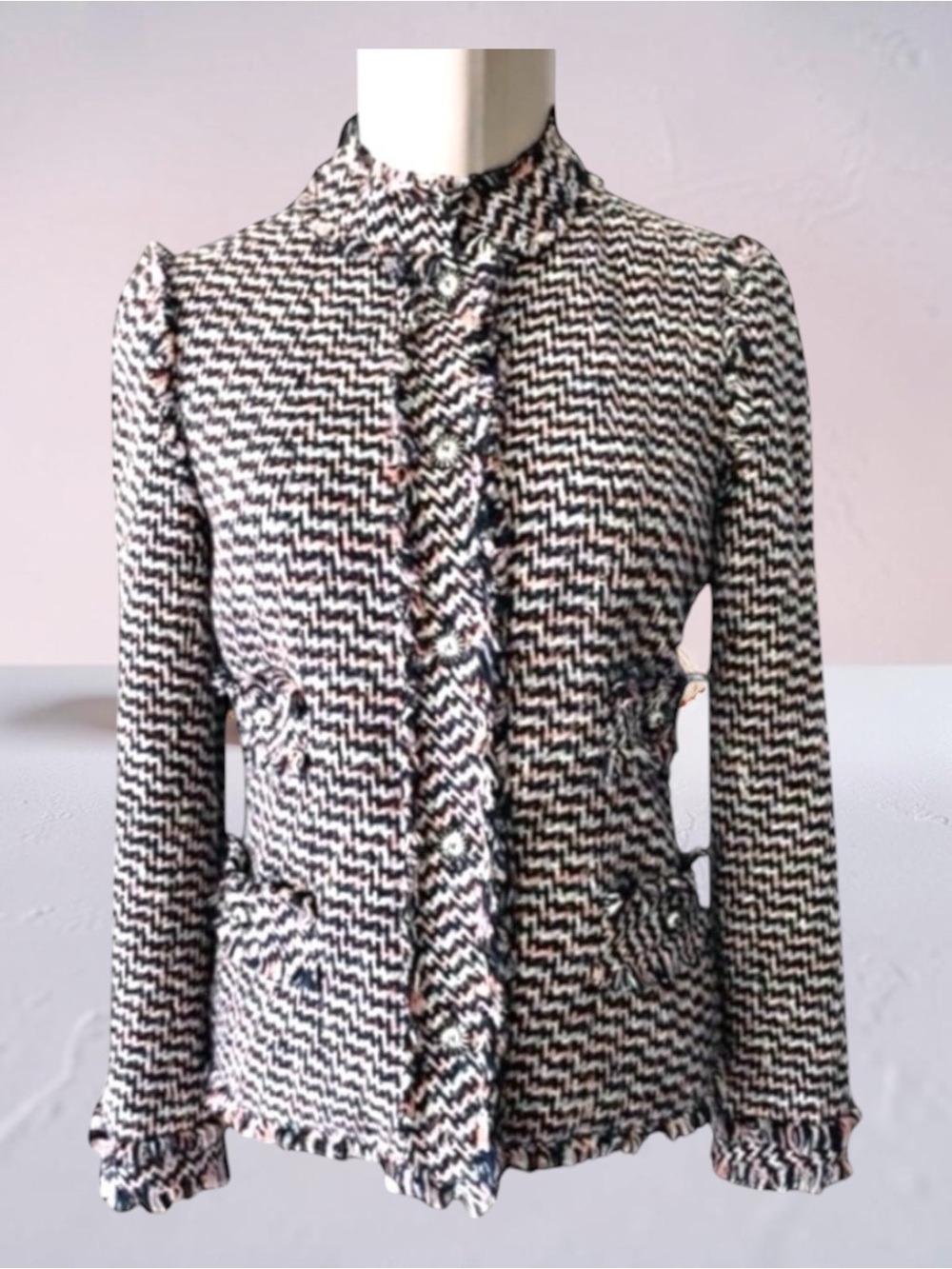 Chanel Classic Boucle Fringe Silk Lined Jacket Size 40